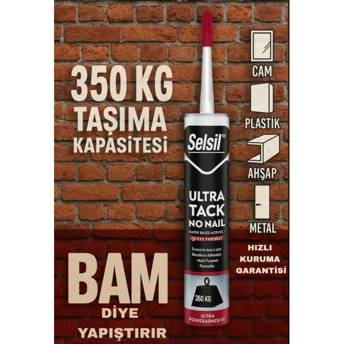 Selsil Ultra Tack Güçlü Korniş ve Montaj Yapıştırıcı 290 Ml Beyaz