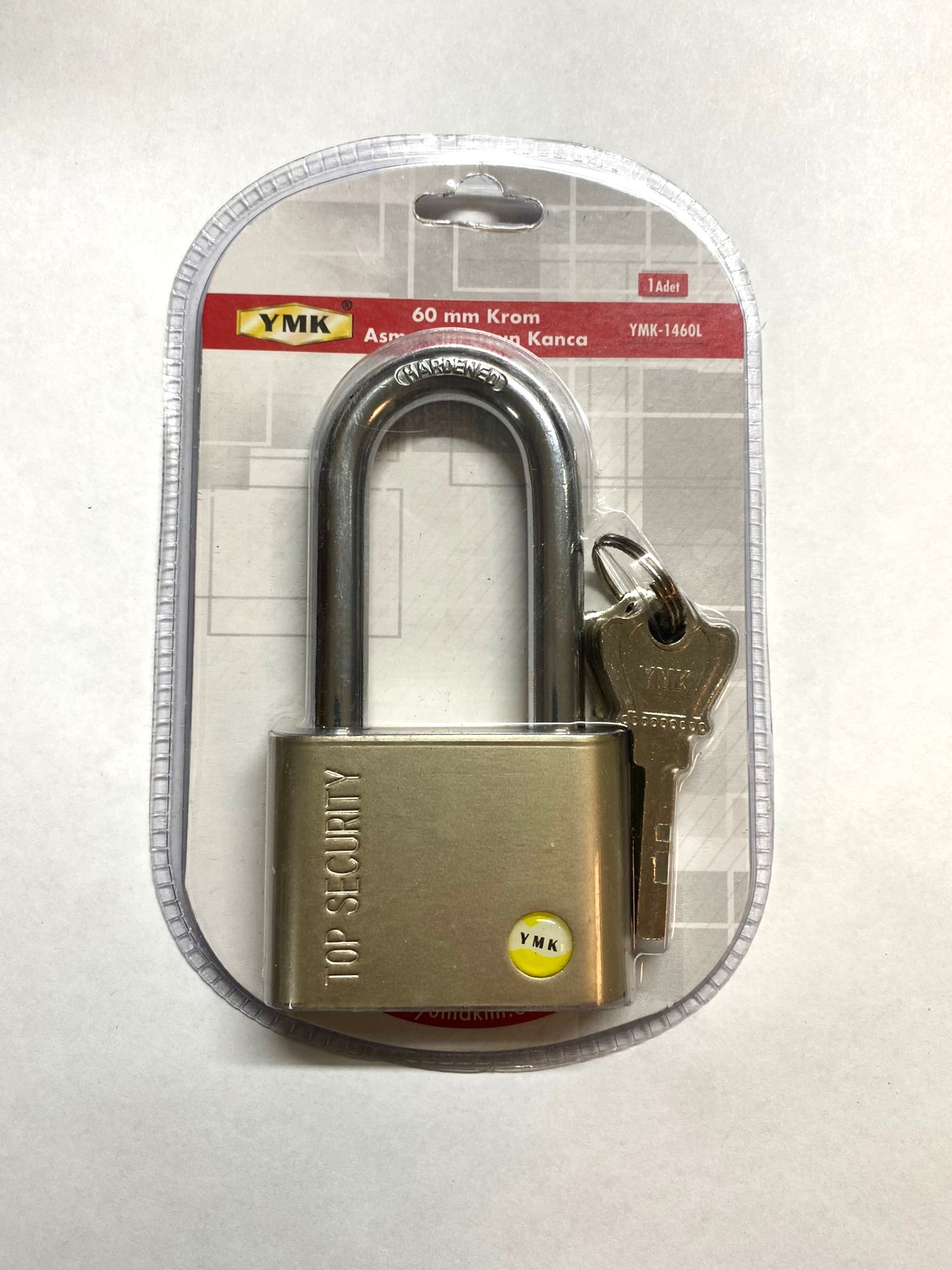 YMK-1460L 60 mm krom asma kilit uzun kanca